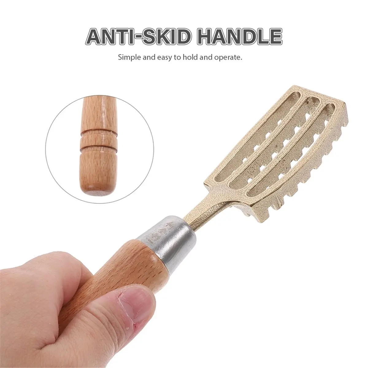 

Time Saving Remover Wood Handle Stainless Steel Blade Kitchen Seafood Tool Serrated Edge Efficient Scraping Gadget Non Slip