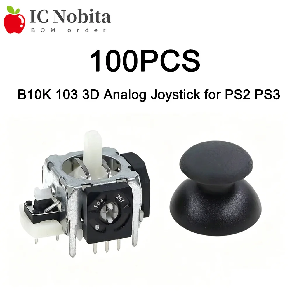 100PCS 10K Potentiometer Joystick Switch B10K 103 3D Analog Joystick for PS2 PS3 Game Controller Replacement