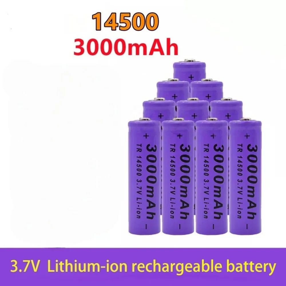 3.7V 14500 3000mAh Li-ion Rechargeable Battery High Capacity Long Lasting for LED Flashlight Headlamp Torch Toys