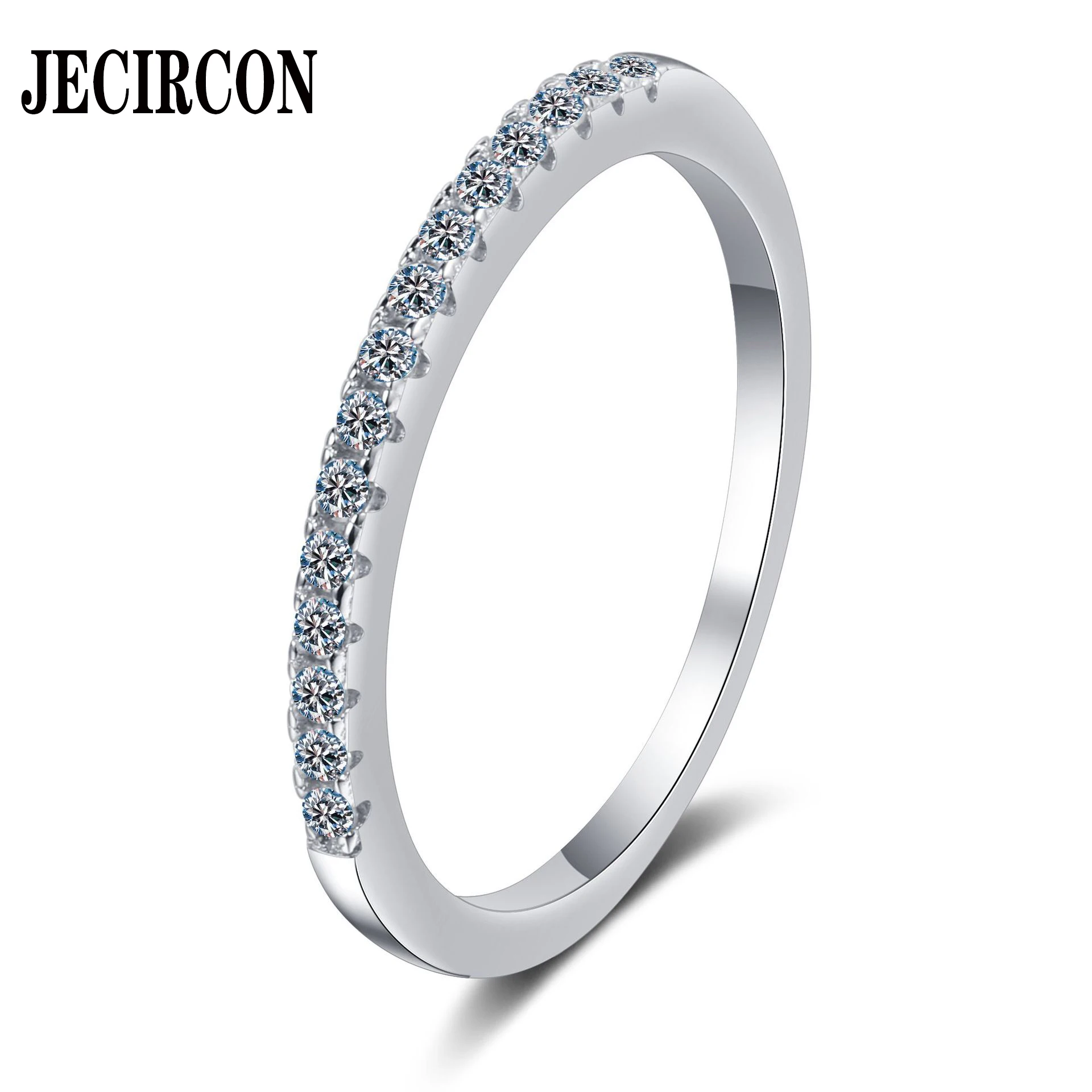 

JECIRCON 925 Sterling Silver Row Ring Plated PT950 Gold Full Moissanite Ring for Women ins Daily Accessories Simple Fine Jewelry