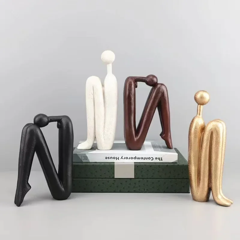 Resin Handicrafts Abstract Figure Sculpture Backrest Thinker Person Decorative Figurines Home Decoration Accessories