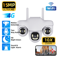 15MP Triple Len WIFI Surveillance Outdoor Camera V380 Pro Security 4G CCTV Human Detection PTZ Two-way Audio Smart Home Cam