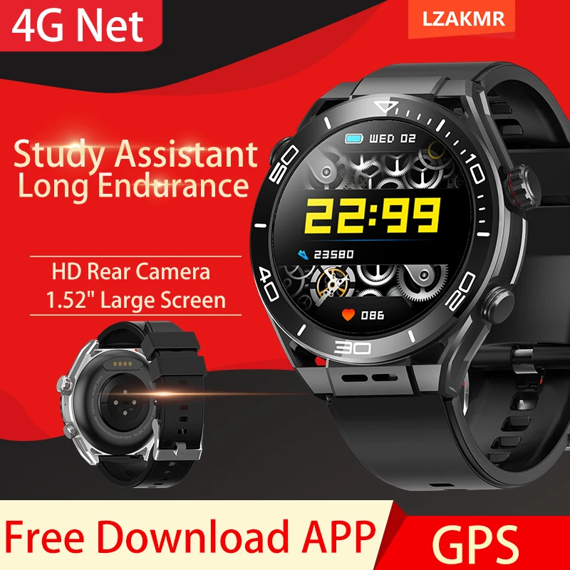 

NEW X5 1.52" Screen HD Rear Camera Smart Watch GPS Free APP Download 4G Network 700mAh Battery Play Store Google Push Message