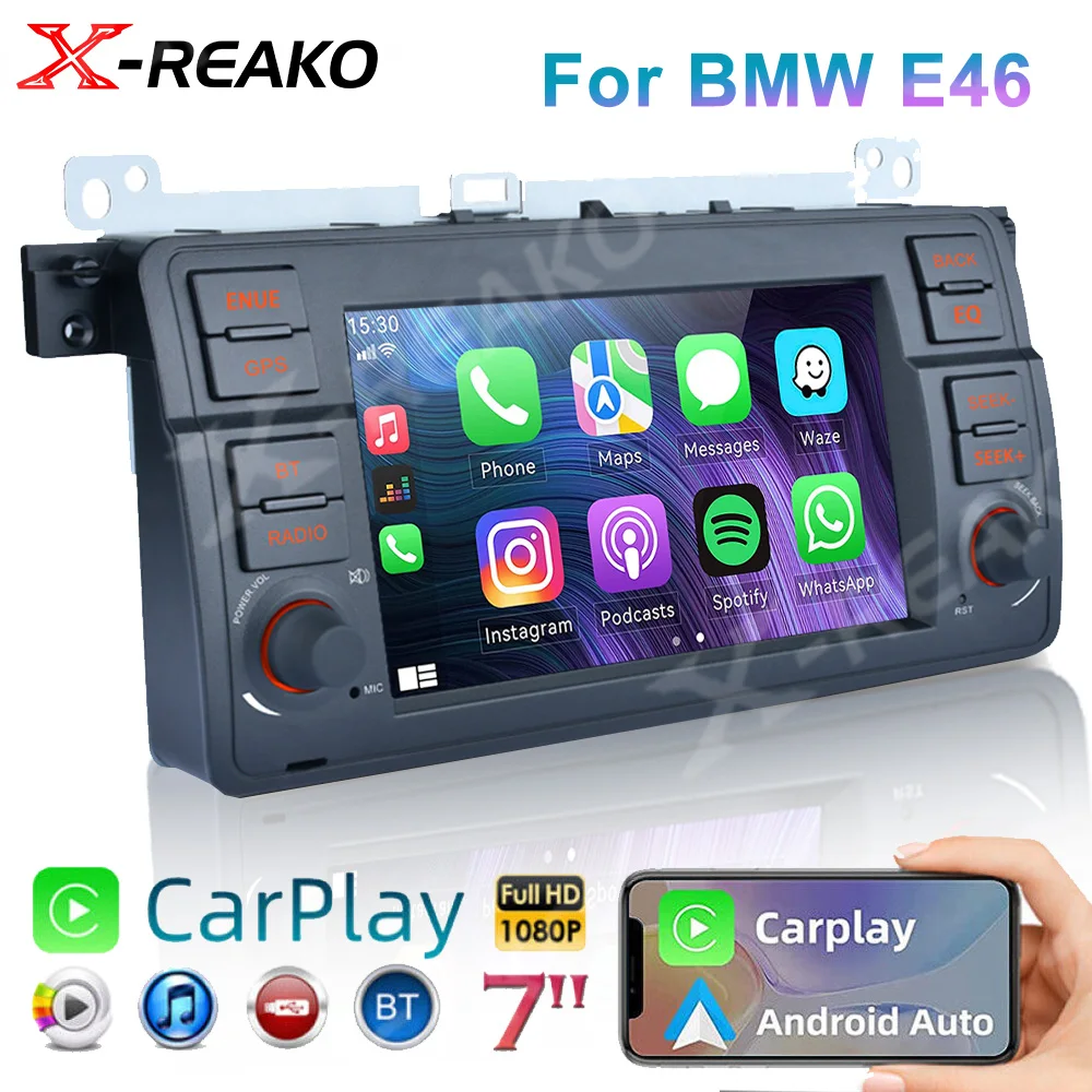 

X-REAKO 2 + 64G Android 12 Авто Bluetooth динамик GPS-навигация Carplay автомобильный видеоплеер WiFi для Bmw 3 серии E46 автомобильный радиоприемник