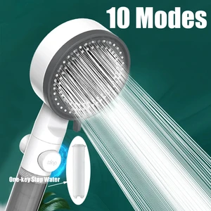 10 Spray High-Pressure Water Saving Filtered Shower Head Handheld Showerhead Fall Resistance Black White Bathroom Shower Nozzle