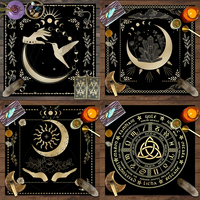 1pc Tarot card tablecloth, moon phase flowers, pagan card game decoration, altar tablecloth, witchcraft decoration tablecloth