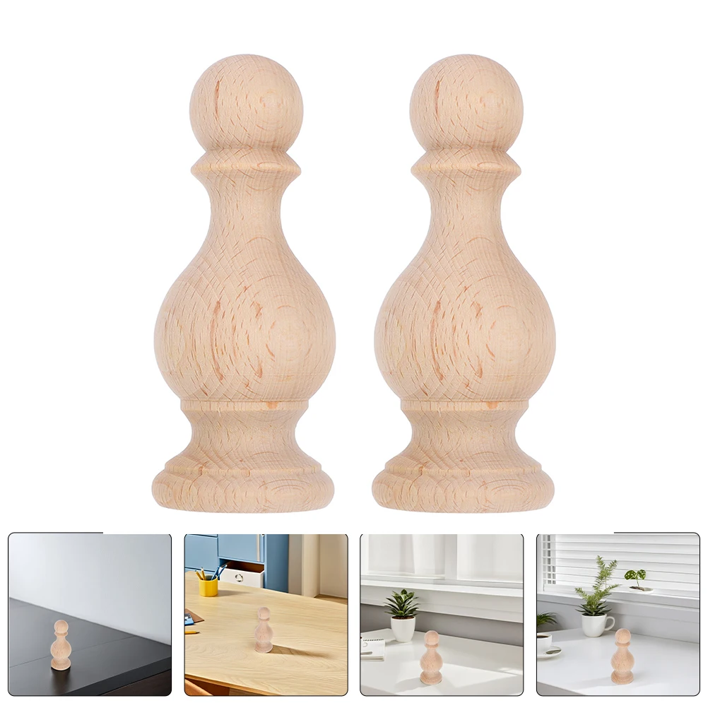 

2pcs Wooden Finials For Bed Posts Carving Crafts Home Decor Solid Wood niture Decorative Unfinished Woodsticks Indoor Use