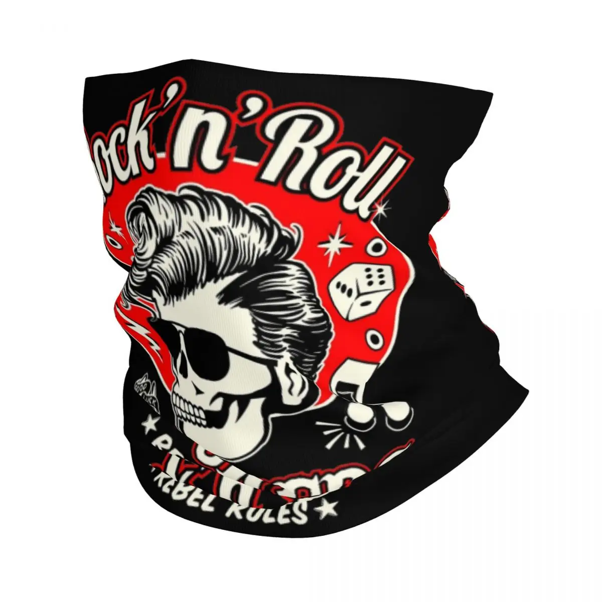 Rockabilly Rock And Roll Skull Bandana Neck Cover Printed Wrap Scarf Multifunctional Headband Running Men Women Adult Windproof