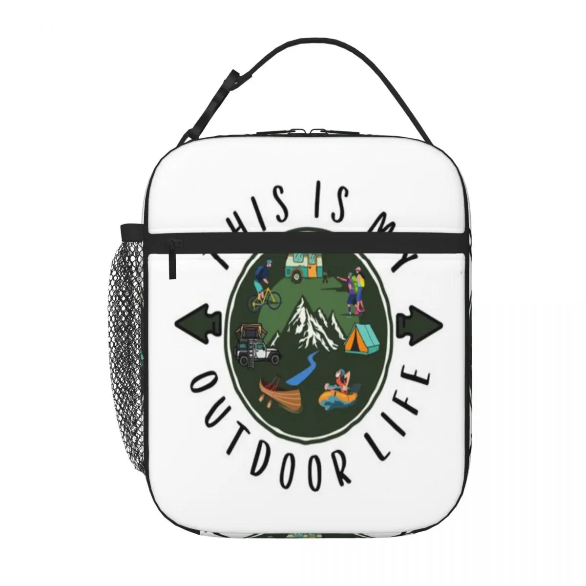 Hot Sale THIS IS MY OUTDOOR LIFE Graphic Design Floral Large Lunch Bag Train Ride Thermal Lunch Bag