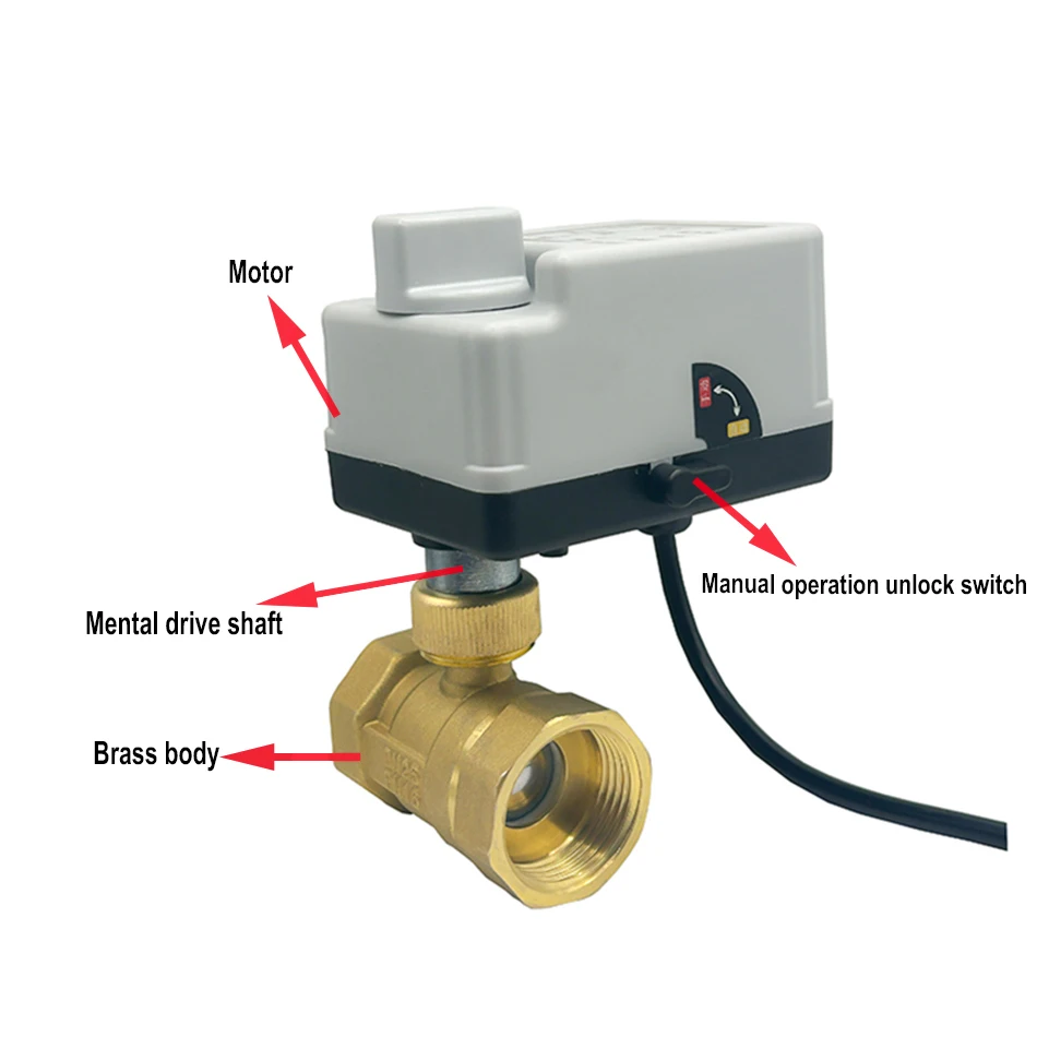 Magnetventil DN15 DN20 DN25 DN50 Brass Motorized Ball Valve 220V 12V 24V 3-Wire 2-Control Electric Actuators with Manual Switch Pneumatik — Detail 2