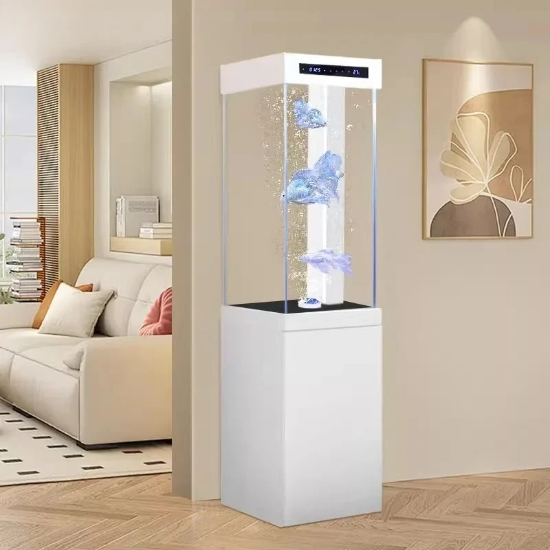 goldfish tank living room small floor integrated oxygenated glass vertical square ecological bottom filter aquarium