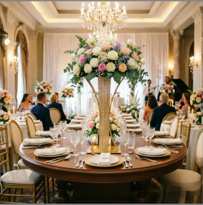 3 Stück elegante hohle Blumenständer, Desserttische, Haupttischdekorationen für Hochzeitsfeiern, Dekorationen für den Hochzeitsgang. – Detail 4