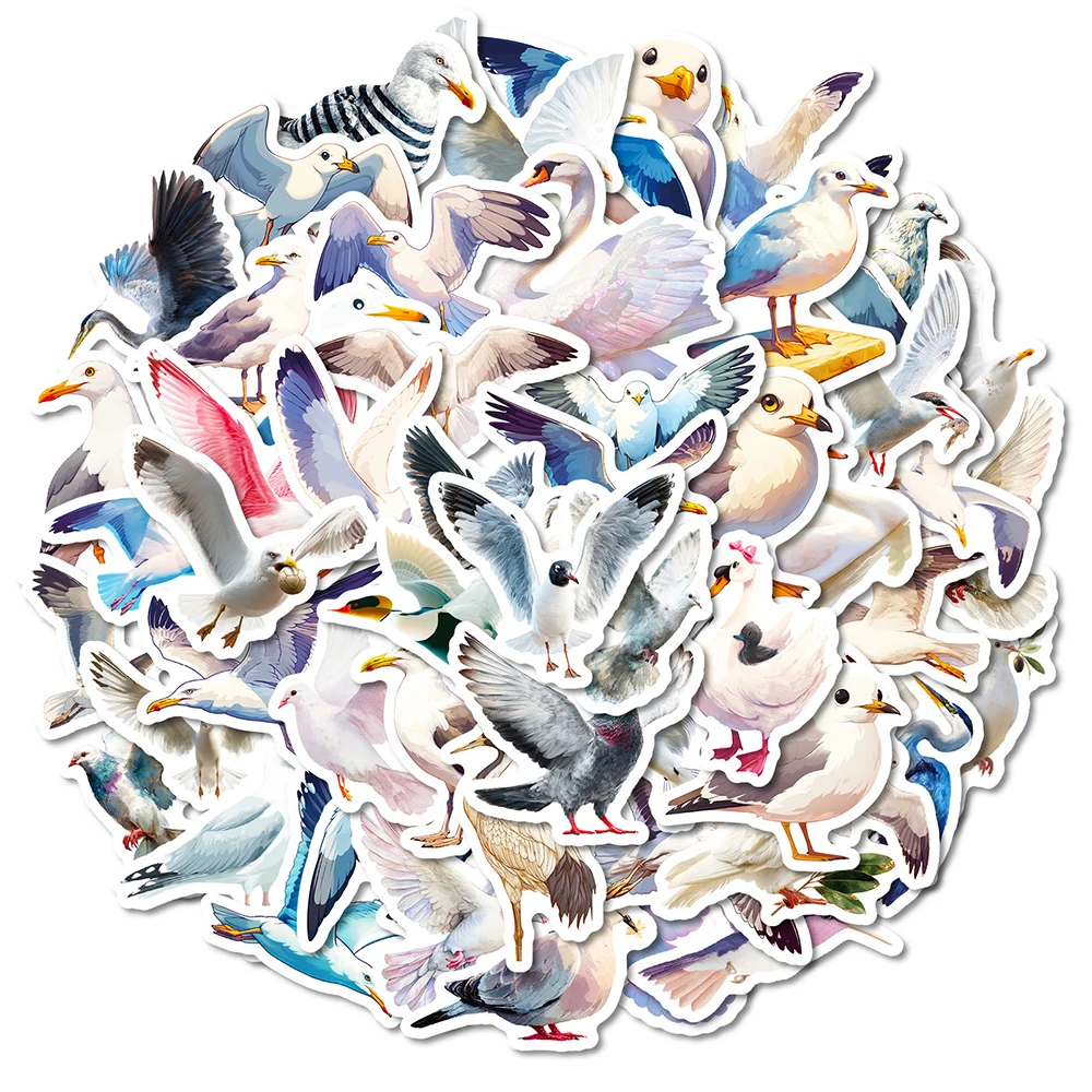 10/30/56 قطعة Kawaii الطيور البيضاء الكرتون ملصقات النورس حمامة الكتابة على الجدران الشارات DIY بها بنفسك دفتر الغيتار حقيبة لطيف الحيوانات ملصق