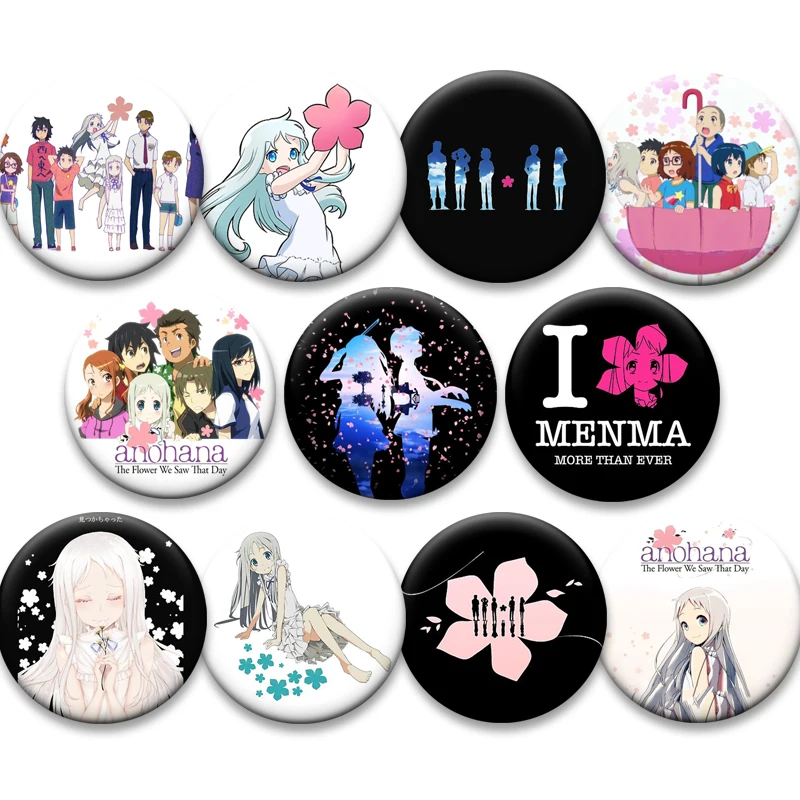 

Ano Hi Mita Hana No Namae O Bokutachi Wa Mada Shiranai Anime Brooches Anohana Pins Honma Meiko Yadomi Jinta Badge Bag Accessorie