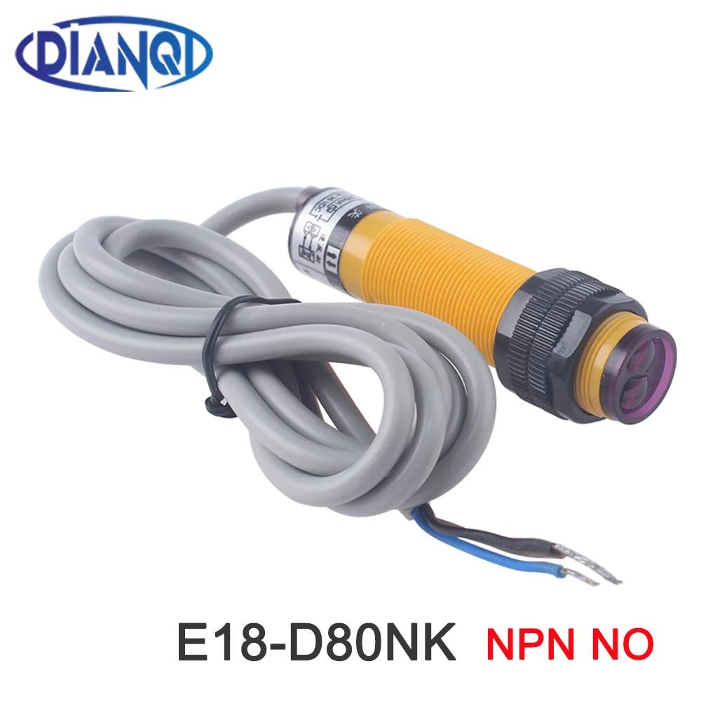 

Датчик приближения E18-D80NK M18 Диапазон обнаружения 80 см Регулируемый 6-36 В постоянного тока 3 провода NPN Нормально открытый сенсорный переключатель