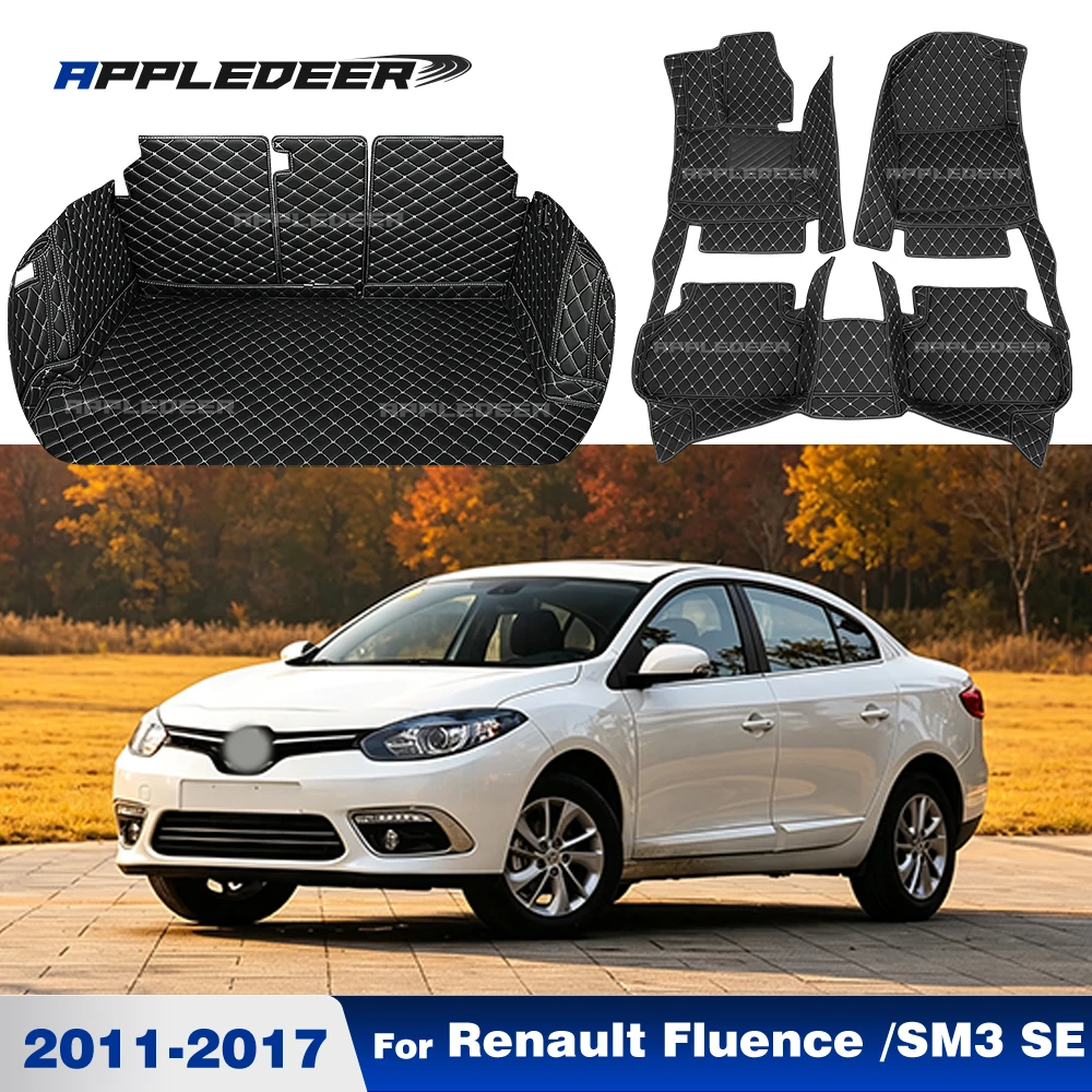 Car Floor Mats For Renault Fluence /SM3 SE 2011-2017 Car Trunk Mats Dirt-Proof Waterproof Scratch-Resistant