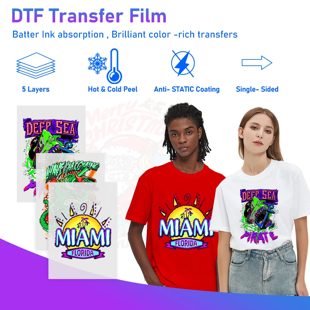 A3 A4 DTF Transfer Film Printer For t shirt  DTF Heat Transfer Roll Premium A3 DTF Film Roll Pre Treat PET Heat Transfer Paper