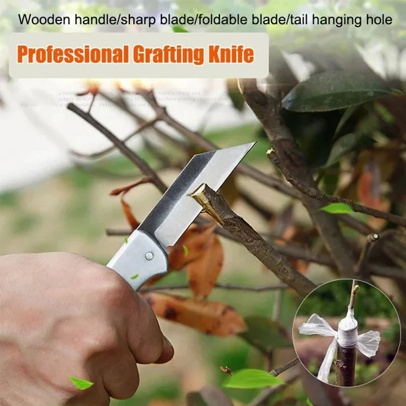 New Foldable Grafting Knife 4Cr14 Gardening Pruning Knife Tools Bonsai Grafting Pruning Hand Cutting Pruning Seedling Tree Knife