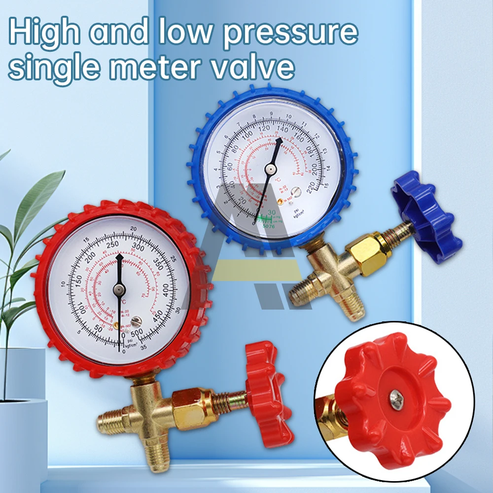 220PSI 500PSI Professional Air Conditioning Refrigerant Recharge Pressure Gauge Manometer High And Low Pressure Gauge Valve