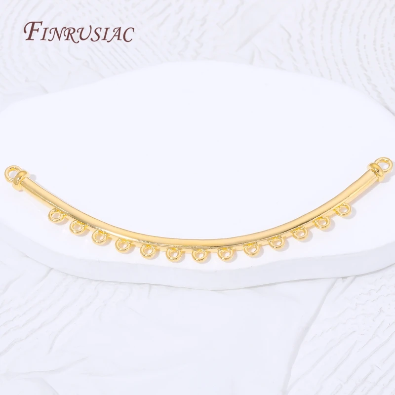 1/2Pcs 18K Gold Plated Brass Curved Multi-hole Bar Links Row Connector Charms For DIY Earrings Necklace Jewelry Making Parts