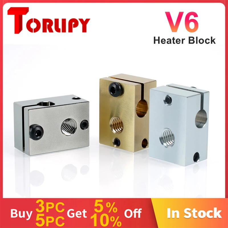 Blok grzejny Torlipy V6 Aluminiowe, mosiężne, miedziane bloki grzejne do drukarek 3D E3D V6 PT100 J-head Hotend Heaterblock
