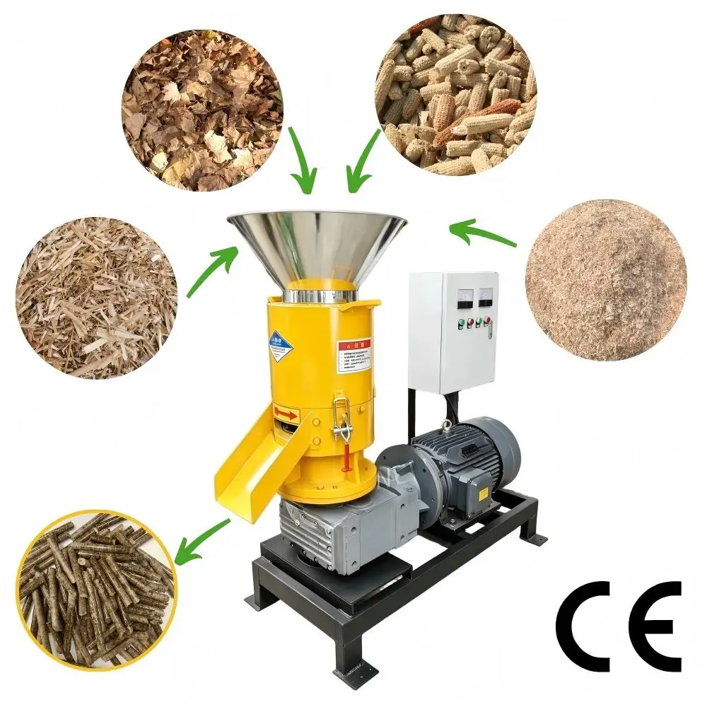 #High Efficiency CE Certified 200-300kg/h Manganese Steel Die Biomass Wood Pellet Mill Machine Motor for Sawdust Fuel Energy