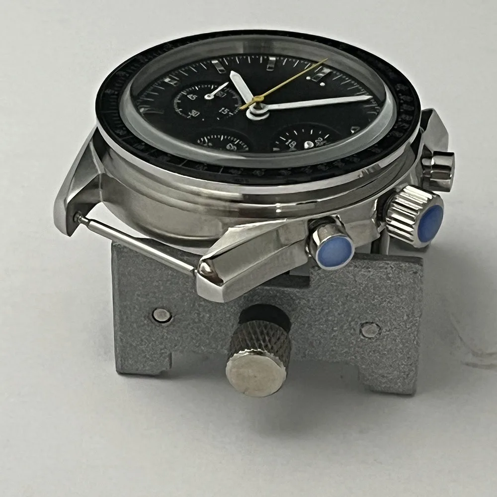 39.8MM Chronograph Automatic Calendar VK63 Movement Thick Transparent Mirror Men's Wristwatch Without Steel Strap