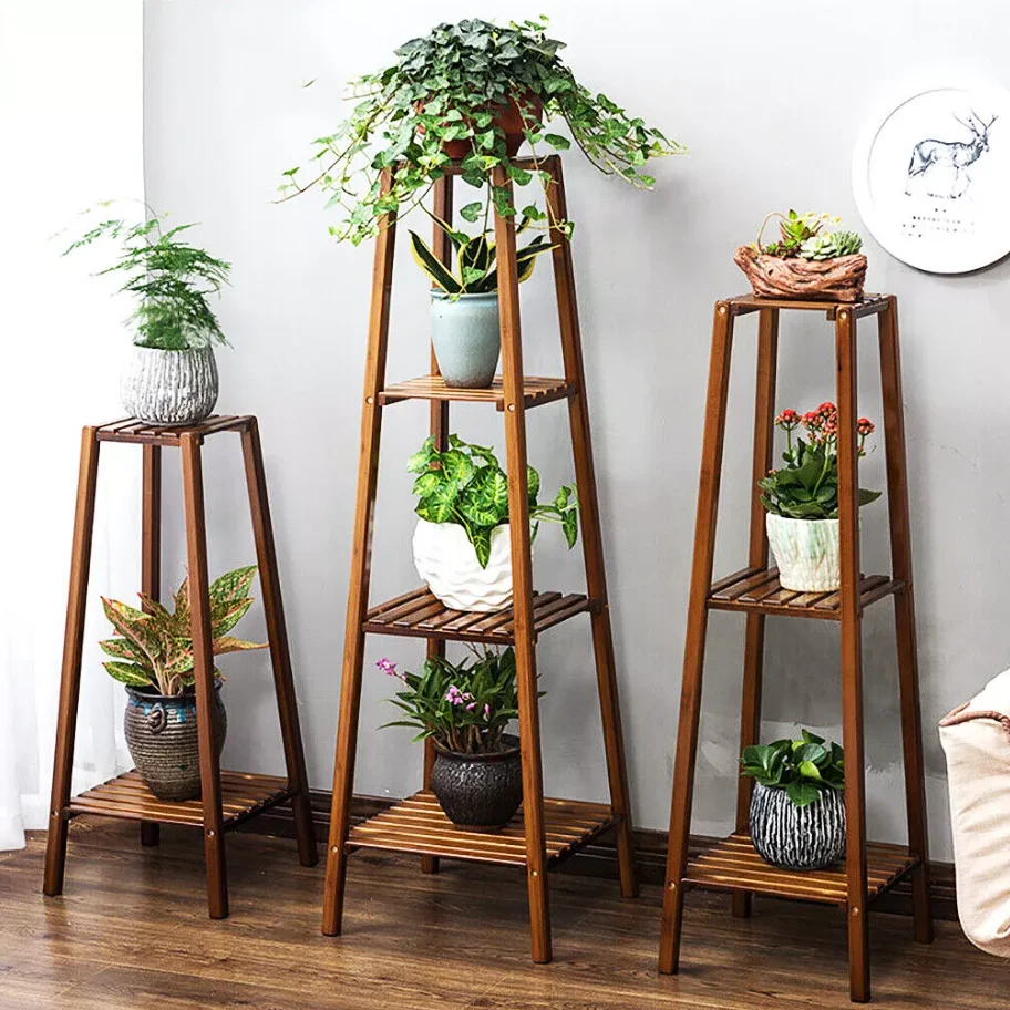 2/3/4 Tier Tall Plant Stand Bamboo Planter Flower Holder Display Rack Home Storage Shelf