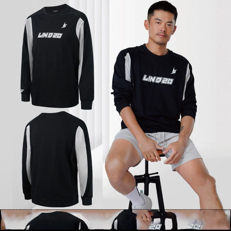 2025-新バドミントンスポーツウェア林丹シリーズ長袖テニス服速乾性通気性カップルスウェットフィットネスユニフォーム