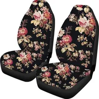 Floral Vintage Front Car Seat Covers Set of 2, Fashion Azalea Flower Women Front Car Seat Cover Universal Fit for Vehicle Se