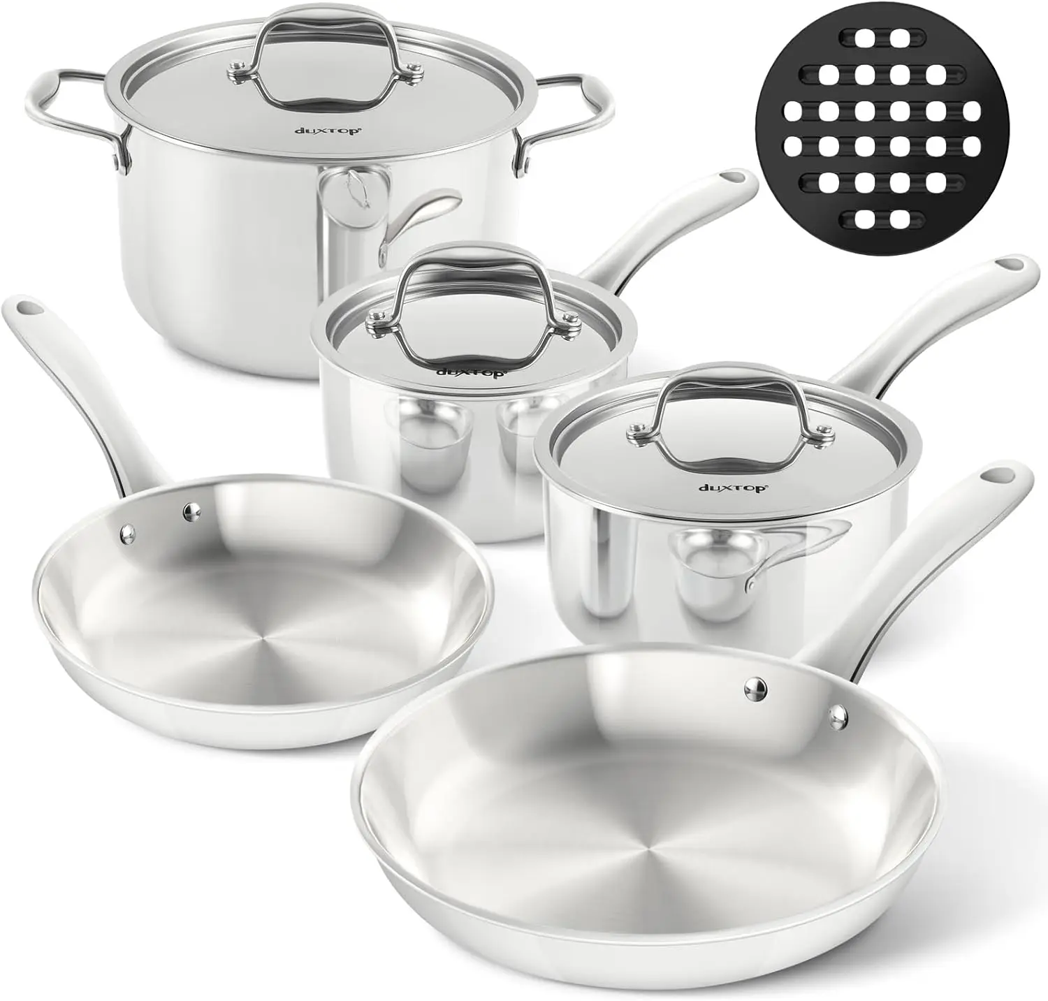 

Duxtop Whole-Clad Tri-Ply Stainless Steel Induction Cookware Set, 9PC Kitchen Pots and Pans Set