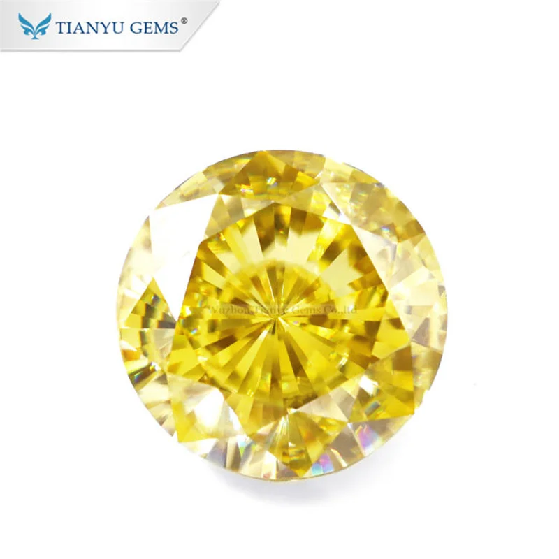 Tianyu Gems Fancy Vivd Yellow Loose Moissanite Round Radiant Cut Lab Created Gemstone Custom New Moissanites for Jewelry Making