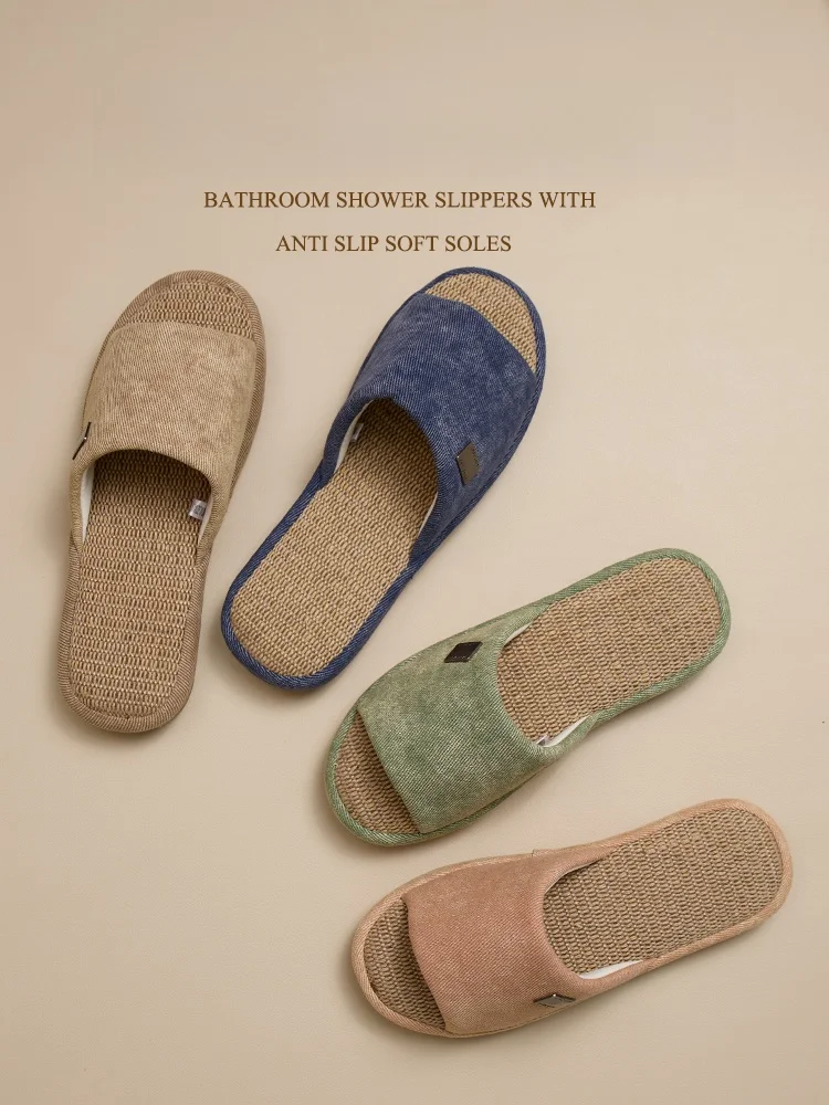 

Элитные льняные тапочки для дома: шумопоглощающие, противоскользящие, для мужчин и женщин, впитывающие пот, дышащие