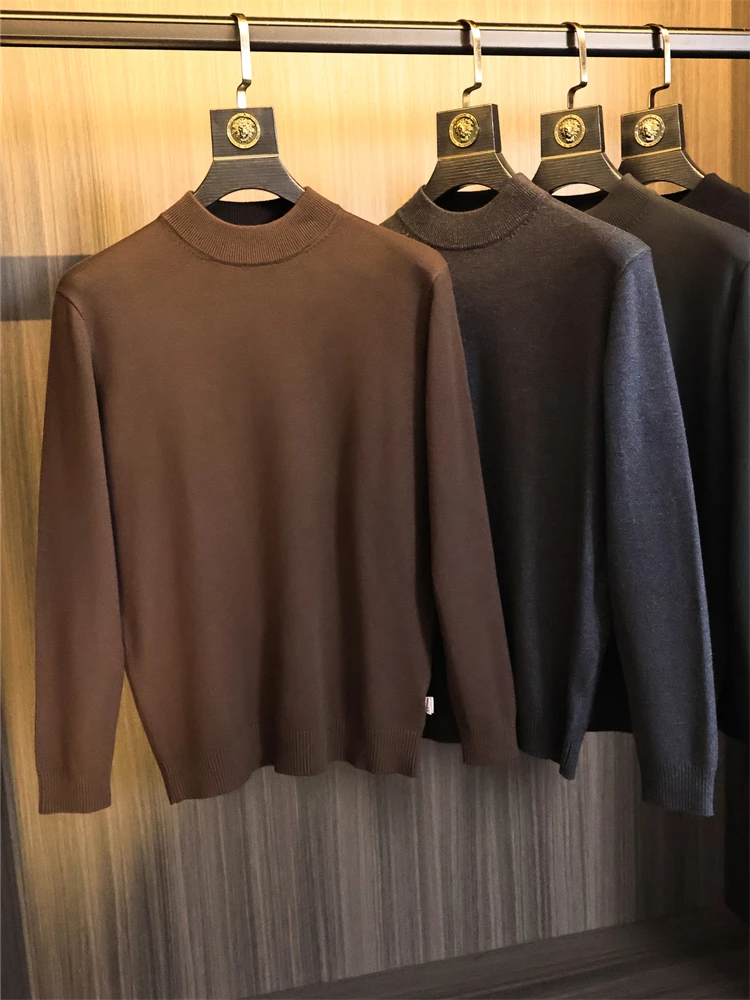 

Famous f-High Collar Knitted Sweater for Men Basic Pure Color Commute Faionable Ci Sle Long Sve Autumn Winter Top