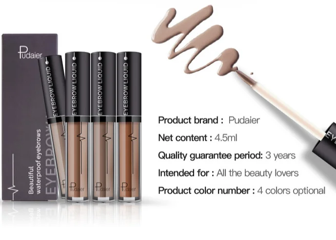 Pudaier Cosmetic 4 Colors Shade Eyebrow Gel Kit Make Up Waterproof Tint Natural Black Coffee Eye Brow Enhancer Pomade Makeup Set