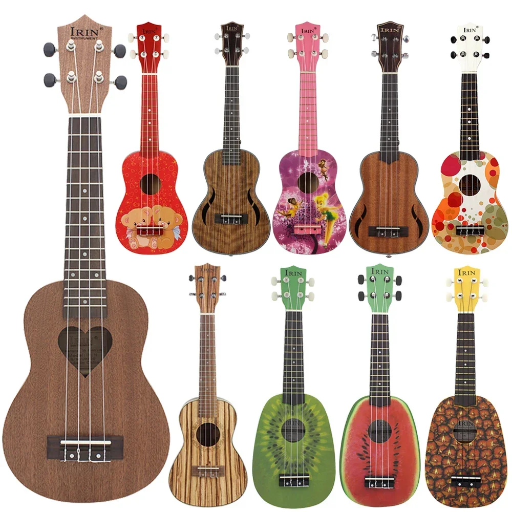 IRIN 21 Inch Solid Wood Ukulele Colored Hawaiian Guitar Cartoon Fruit Ukulele Mini Guitar Enlightenment Music Children\'s Gift