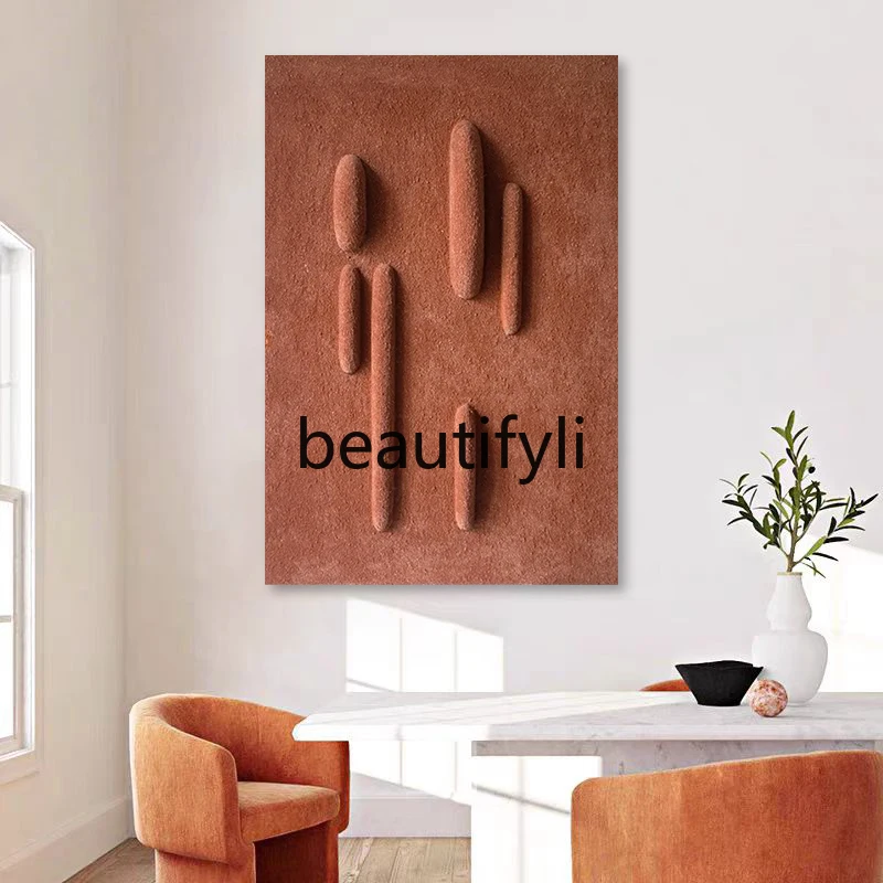 

Wabi-Sabi Style Living Room Background Wall Relief Painting Designer Wood Carving Hanging Painting Bedroom Decoration Painting