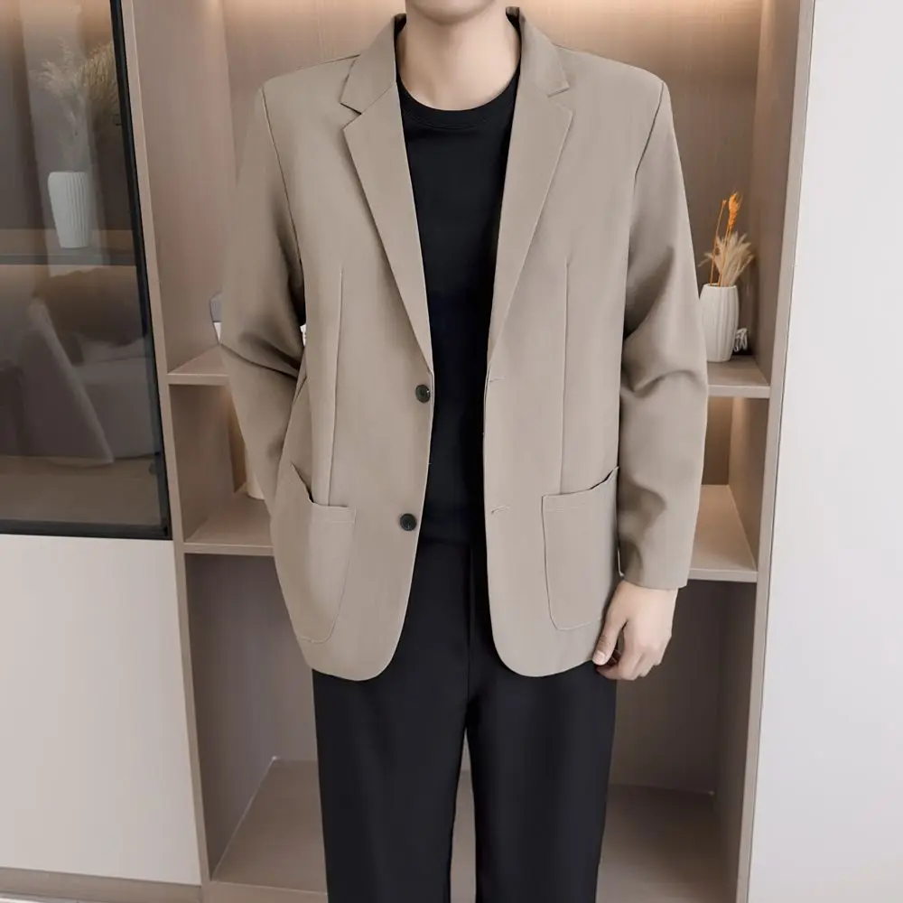 

Мужской повседневный пиджак с длинным рукавом, модный деловой стиль, универсальный, легкий, для весны и осени, из нейлона и шелка