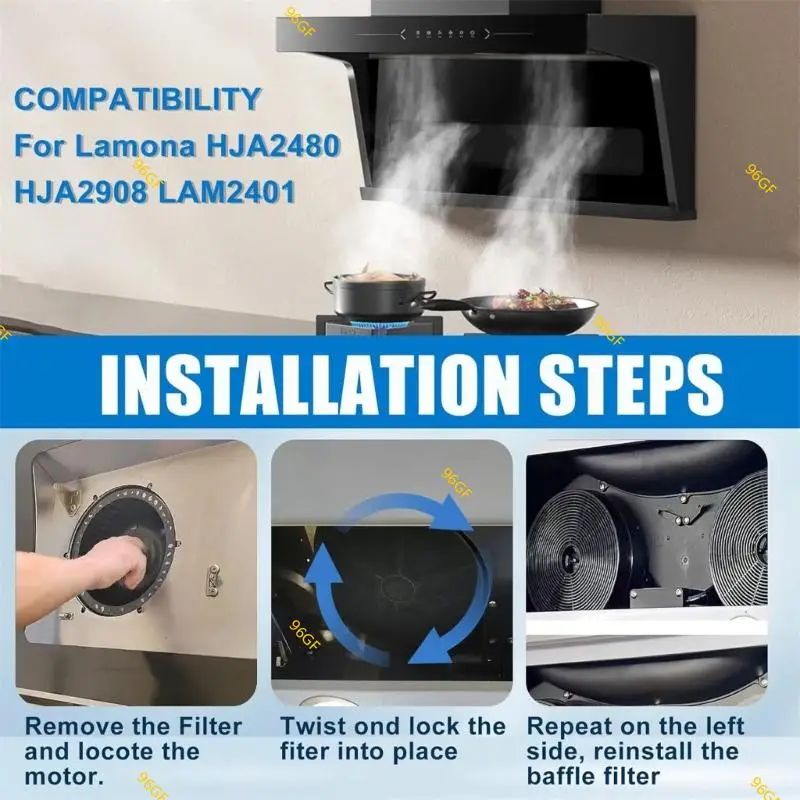مجموعة 96GF من 2 مستخرج مرشح غطاء محرك السيارة مرشح المطبخ مرشح مرشح مرشح مستخرج مناسبة لأنظمة تهوية المطبخ