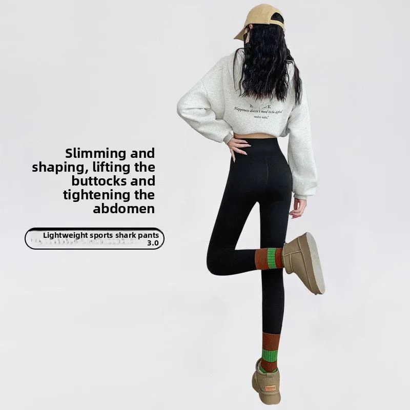 Damskie ocieplane spodnie do jogi z skóry karpiowej, obcisłe, sportowe, jako warstwa bazowa, ciepłe spodnie wierzchnie, plus size.