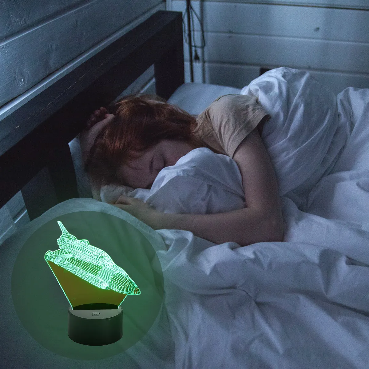 

3D Rocket Shape LED Night Lamp Decorative Table Light for Bedroom Living Room Wedding Birthday Gift Touch Sensitive Acrylic
