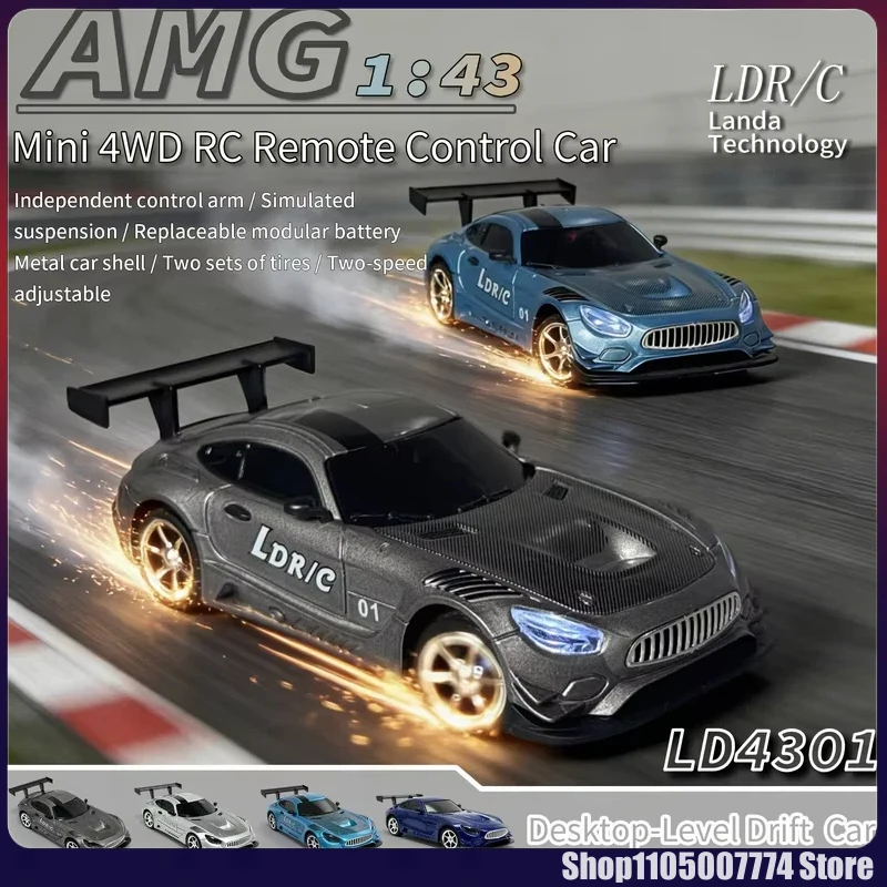 

1:43 LD4301 Alloy RC Drift Car RC Car 4WD Mini Desktop Drift Built-in Gyroscope Full Proportional Remote Control Racing Toy Car