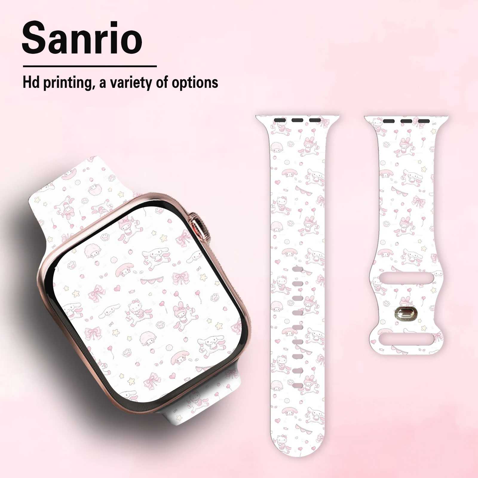 

Sanrio Series 1 Strap for Apple Watch 10 9 8 7 SE Silicone Band Replaceable Bracelet for iWatch 46mm 44mm 42mm 41mm Watchband