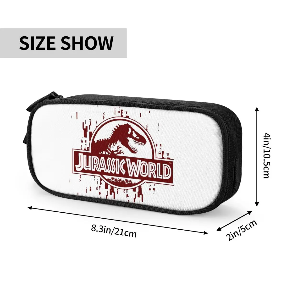 Imagem -06 - Jurassics World Red Glitch Logo Lápis Cases Cute Dinosaur Pen Holder Bags Material Escolar Grande Estudante Caixa de Lápis Cosmética