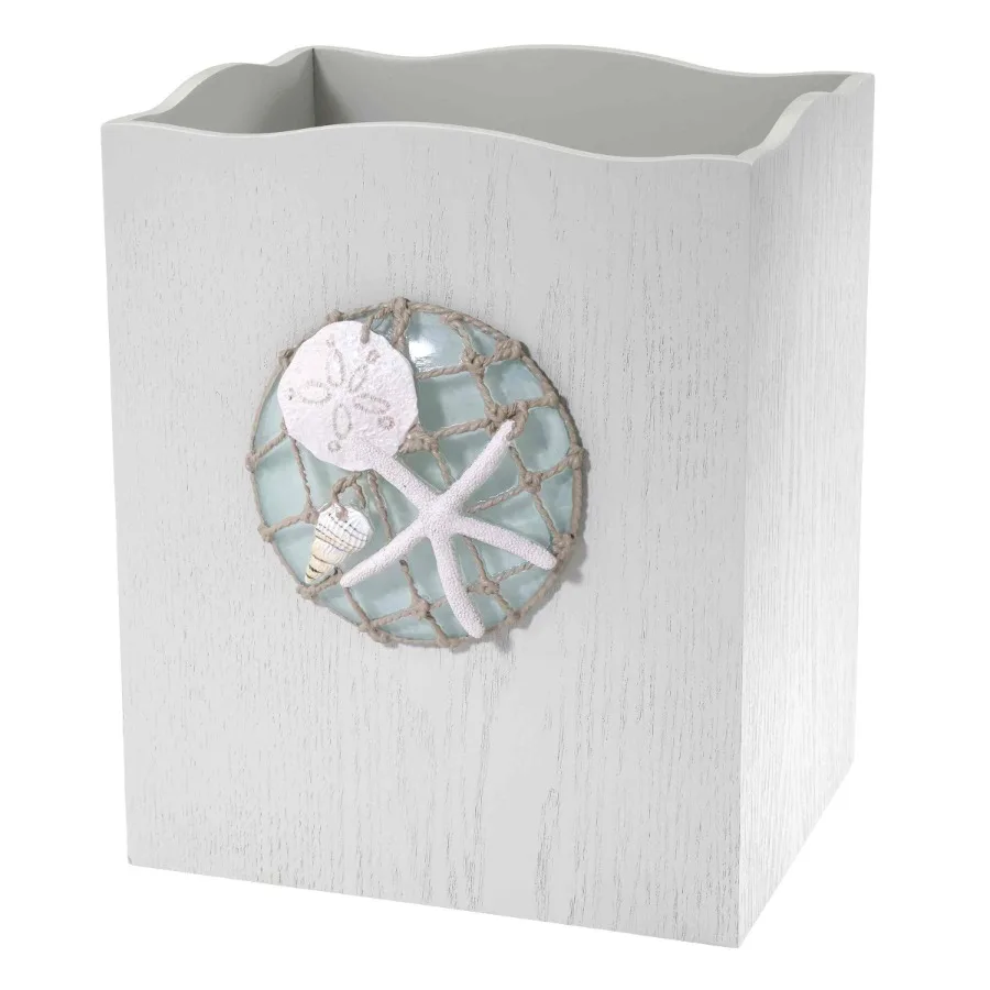 

Avanti Seaglass Wastebasket for Bathroom or Office Use, Elegant Seafoam Green Glass Design, Shatter-Resistant Stylish Modern Tr