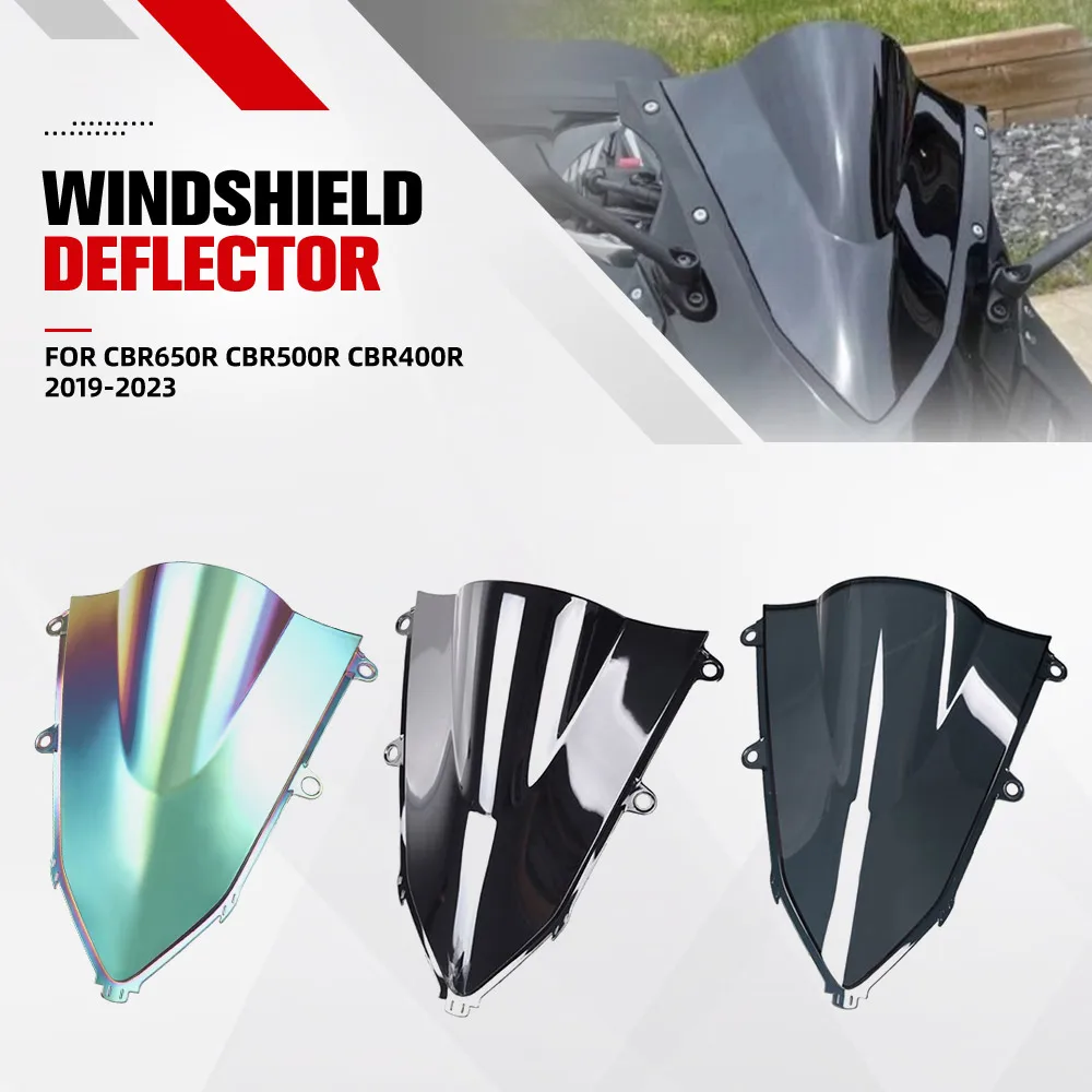 FOR Honda CBR650R CBR500R CBR400R 2019 -2023 Motorcycle Windshield Protector Touring Flyscreen Double Bubble Wind Deflector