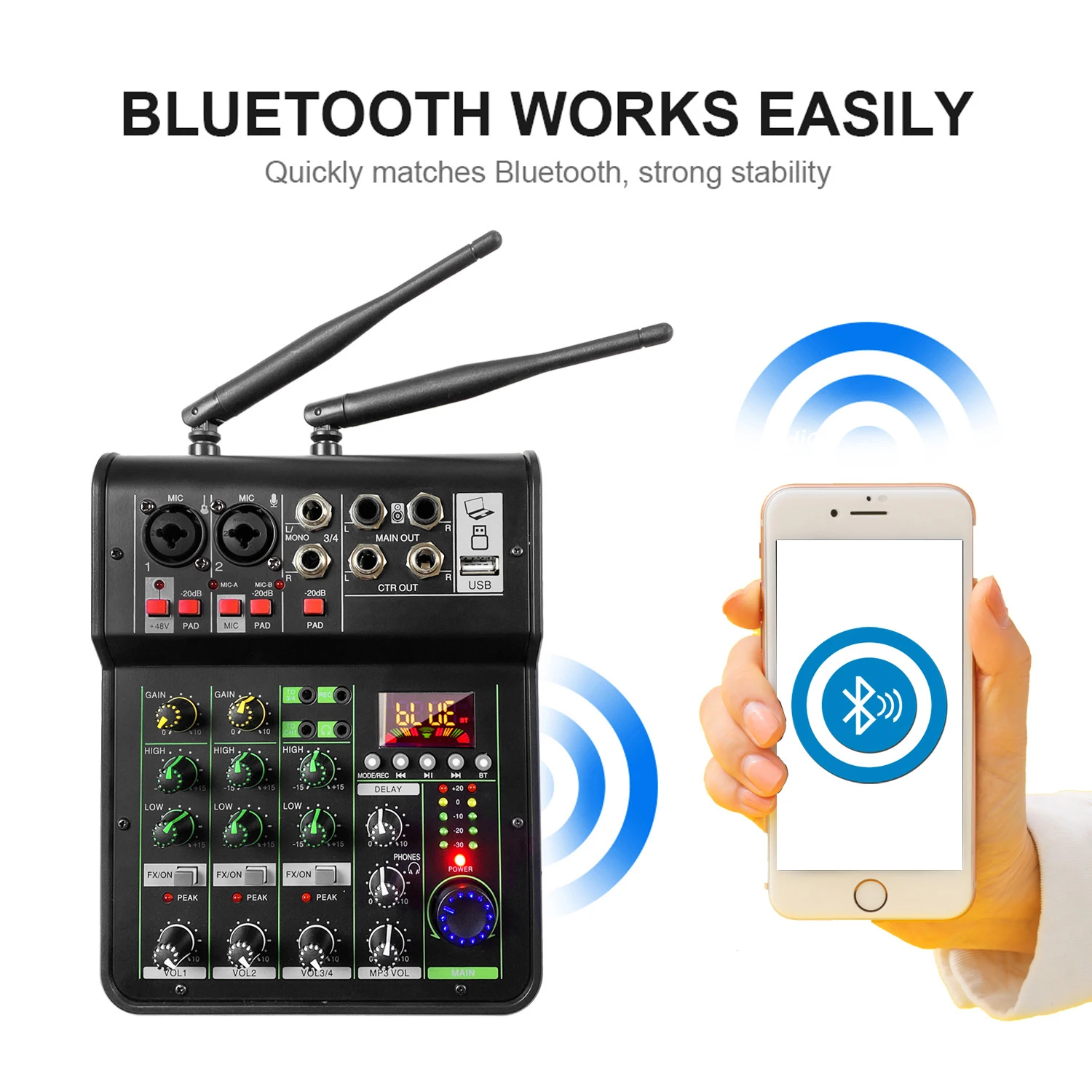 Original Digital SIERRA Multifunctional Audio Mixer amplifier with Bluetooth Connection  Wireless Microphone Software Recording