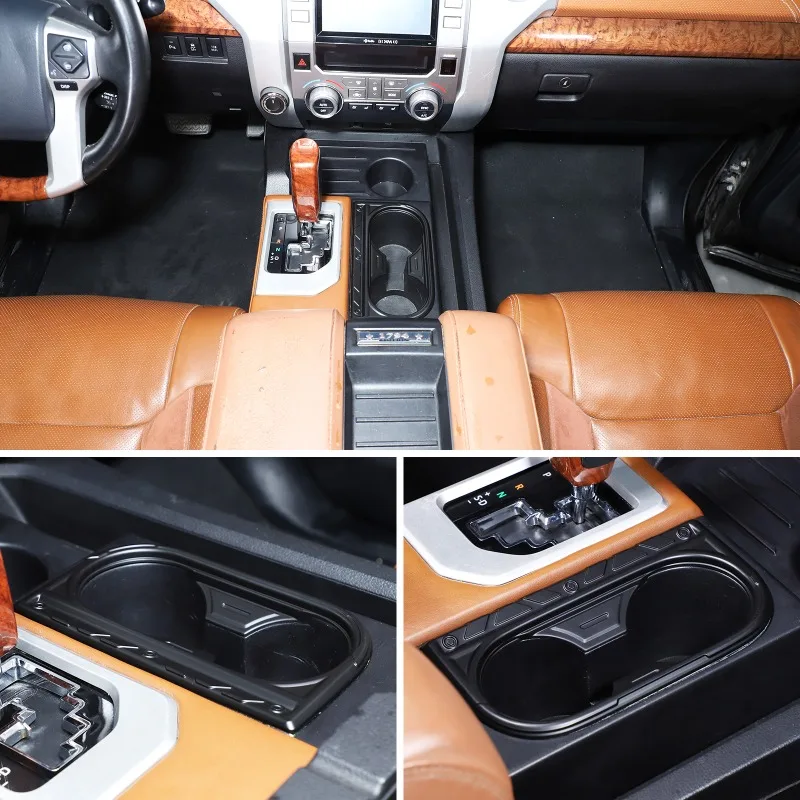 ABS Center Console Cup Holder Trim Frame Cover Sticker for 2014-2021 Toyota Tundra (Mecha Edition) Car Interior Accessories