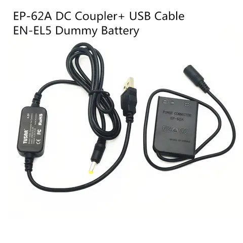 USB+EP-62A EP62A EH-62A EH62A DC COUPLER EN-EL5 Dummy Battery For Nikon P500 Coolpix 5200 4200 3700 P5100 P5000  P4 P3