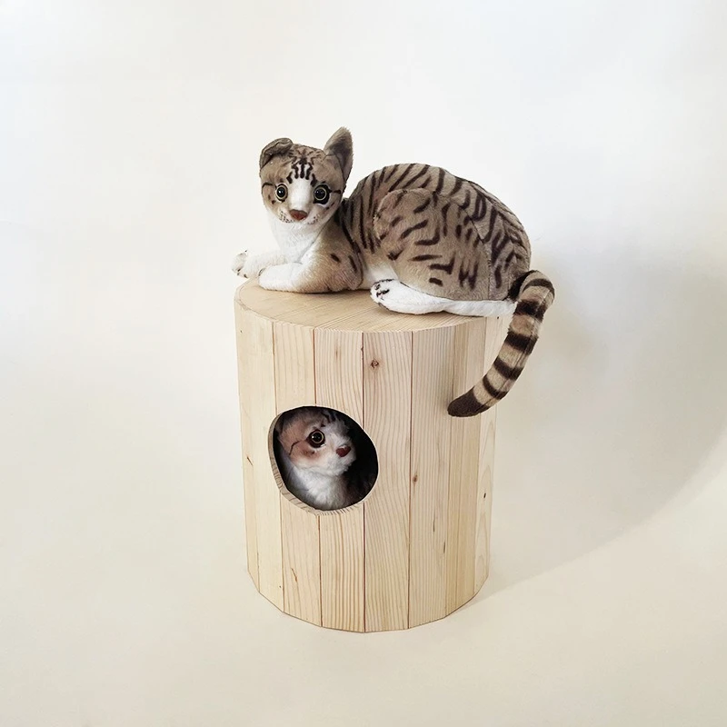 Tree Hole Cat House Wooden Cats House Home Stool Cat Bed Two Purpose Outdoor Backyard Semi-closed Leisure Rest for Human Cats
